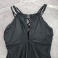 Black Crisscross Halter Stretch Padded Swim Tankini Top L Large