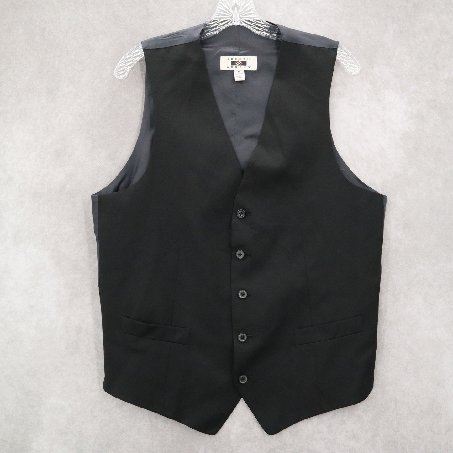 Joseph Abboud Black 5 Button Point Welt Pocket Waistcoat Tuxedo Suit Vest M 42R