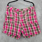 Faded Glory Pink Brown Plaid Stripe Cotton Pants Shorts Large