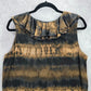 Lauren Ralph Lauren Black Brown Tie Dye Ruffle Blouse Tank Top Plus 1X