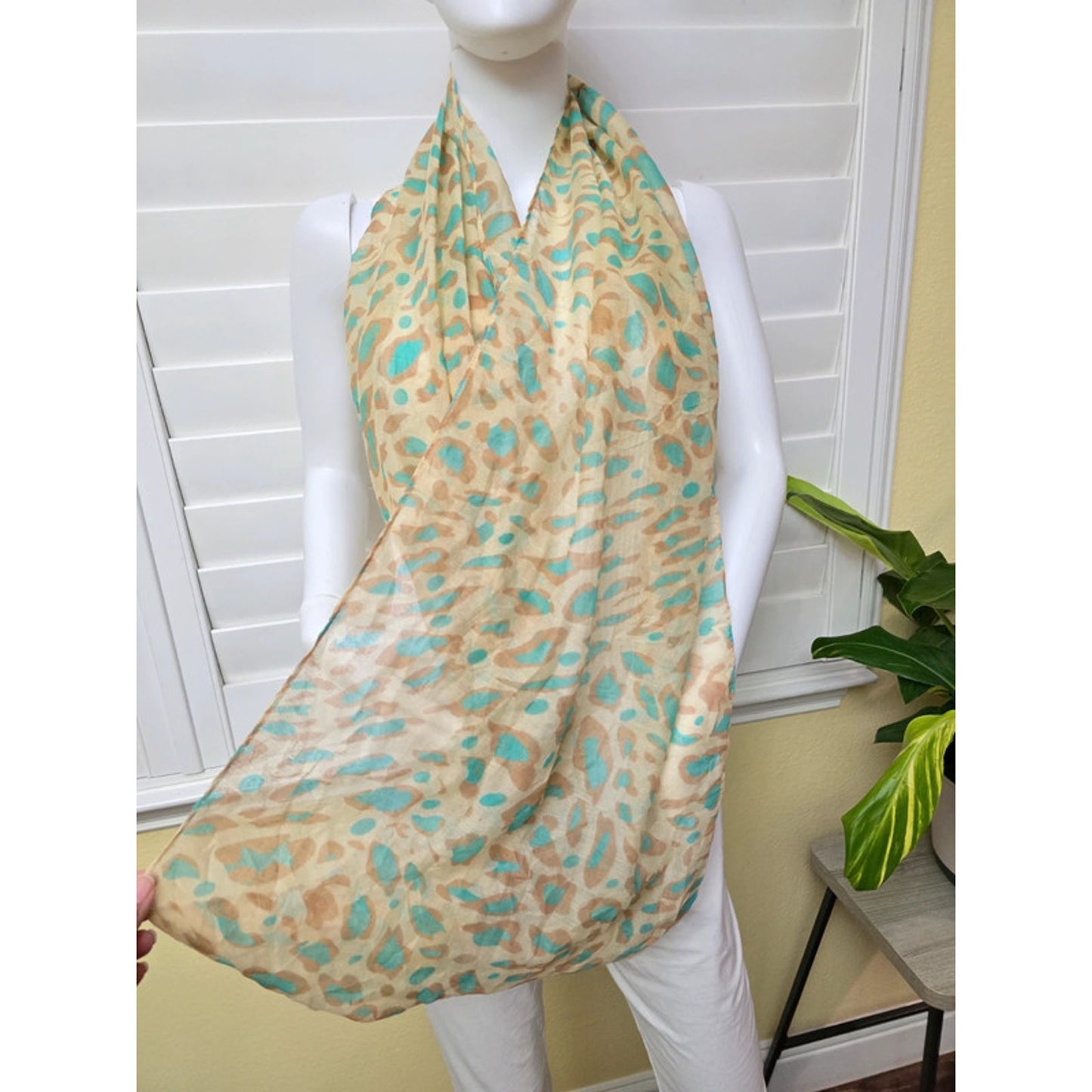 Cream Printed Y2K 90s Light Infinity Scarf OSFM