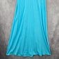 Chadwicks Blue Sleeveless Pleat Flare Midi Long Boho Cotton Dress Large