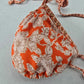 Endless Sun Orange Floral Triangle Tie Beach Bikini Bralette Swim Top S Small
