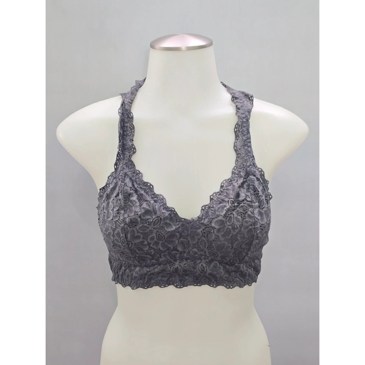 Felina Gray Lace Floral Whimsygoth Fairy Coquette Bridal Bralette Medium
