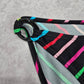 Malibu Dream Girl Black Red Pink Stripe Cheeky Bikini Bottom Swimwear Medium