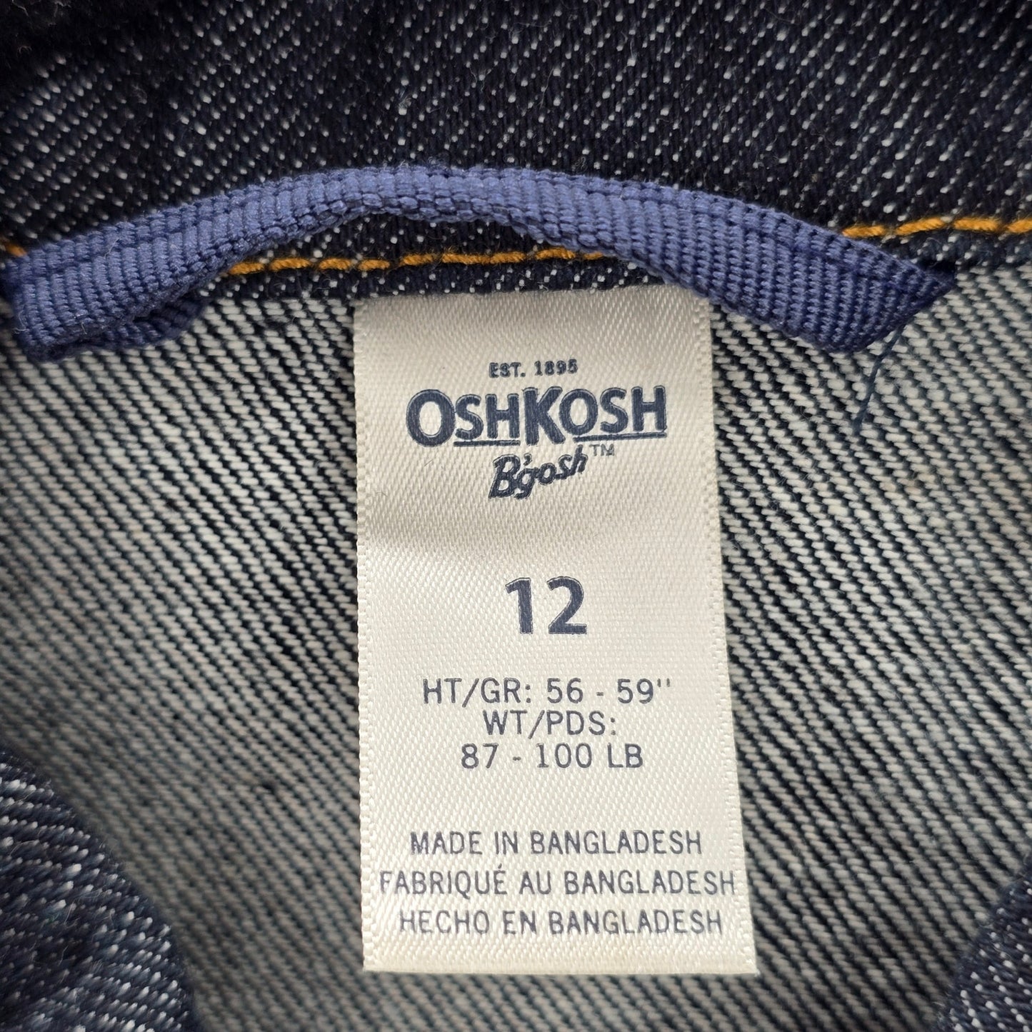 OshKosh B'gosh Blue Denim Cotton Span Button Jeans Jacket VTG Unisex Large L