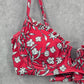 Shein Red Flower Bikini Top Swimwear Swimsuit Bathing Suit Small