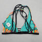 Blue Crisscross Boho Multi Color Swim Sports Bra Beach Bikini Top M Medium