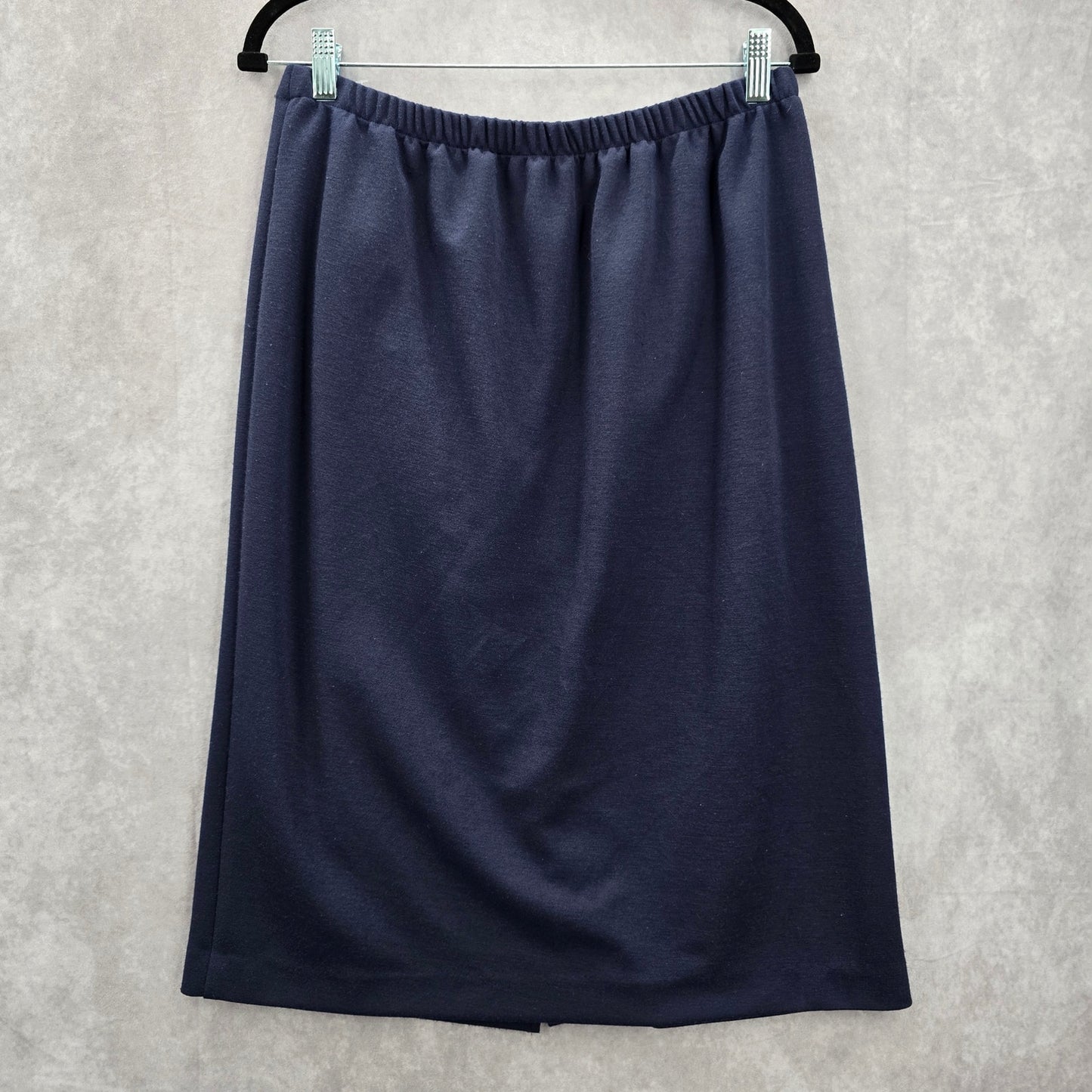 Leslie Fay Blue Knee Length Slit Stretch Executive Skirt Plus 14