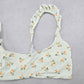 White Floral Ruffle Beach Sports Active Bikini Bralette Swim Top S Small
