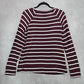 41 Hawthorn Burgundy White Stripe Long Sleeve Classic Blouse Top Medium
