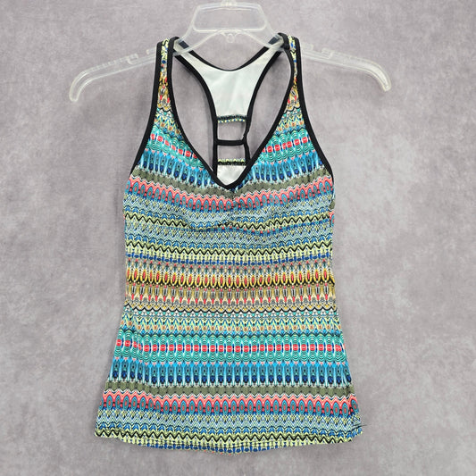 N by Next Blue Print Racerback Padded Swimwear Tankini Tank Top Small 32 B/C