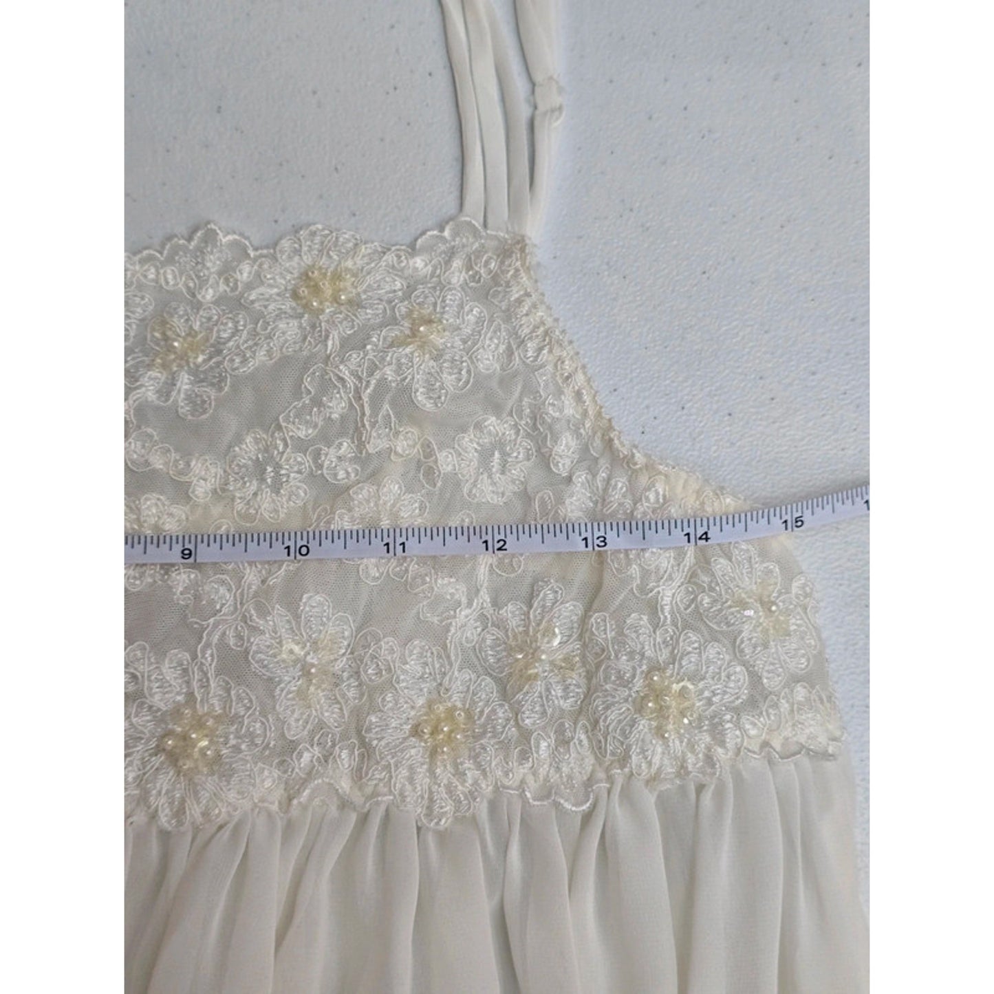 In Bloom White Sheer Lace Bead Fairy Cottage Lingerie Feminine Dress Medium
