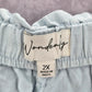 Wonderly Blue Pullon Ruffle Linen Relaxed Pants Shorts Plus 2X