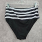 Black White Stripe Bikini High Waisted Bottom Swimwear Medium