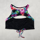 Neontide Black Floral Sports Bra Cutout Active Bikini Bralette Swim Top S Small