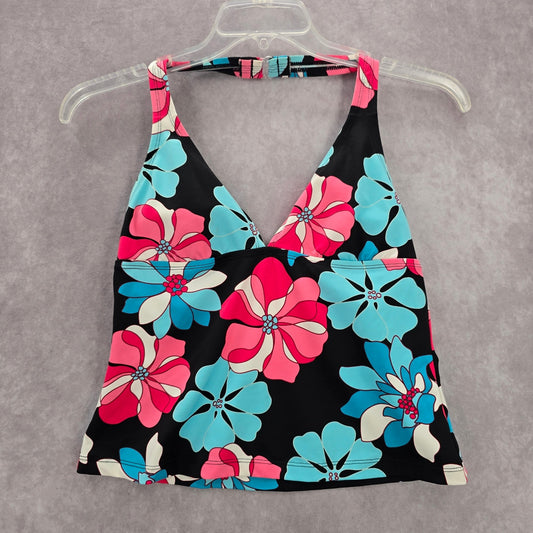 Sonoma Black Floral Halter Padded Swimwear Tankini Tank Top Medium M 10