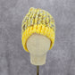 Yellow White Crochet Knit Bucket Cap Hat Fun Vintage Y2K Funky Beanie