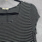 060. Black White Striped Stretchy Flare Short Sleeve Knee Length Dress Small
