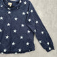 TruSelf Navy Blue Silver Star Long Sleeve Sweater Cotton Cardigan Top Medium