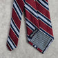 Nautica Red Blue White Striped Repp Executive Geometric Silk Neck Tie Men's