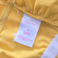 Y2K VTG Yellow Ruffle Smock Bandeau Coquette Retro Swimwear Bikini Top Medium