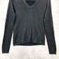 Ann Taylor Black Silver Metallic Long Sleeve Pullover Party Silk Sweater S Small