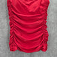 DKNY Red Scrunch Ruched Padded Swimwear Tankini Tank Top S Small