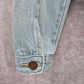 Blue Wash Raw Jeans Denim Distress Button Jacket Small