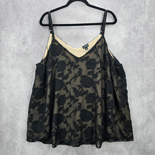 Torrid Black Floral Sleeveless Tank Blouse Flowy Top 3 Plus 22/24 3XL