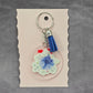 Letter Keychain Clear Silver Circle Handmade Acrylic Tassel Flower U Blue