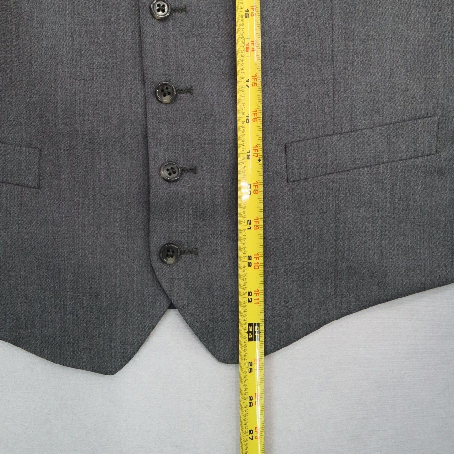 Jos A Bank Gray 5 Button Point Welt Pocket Wool Waistcoat Tuxedo Suit Vest S 42R