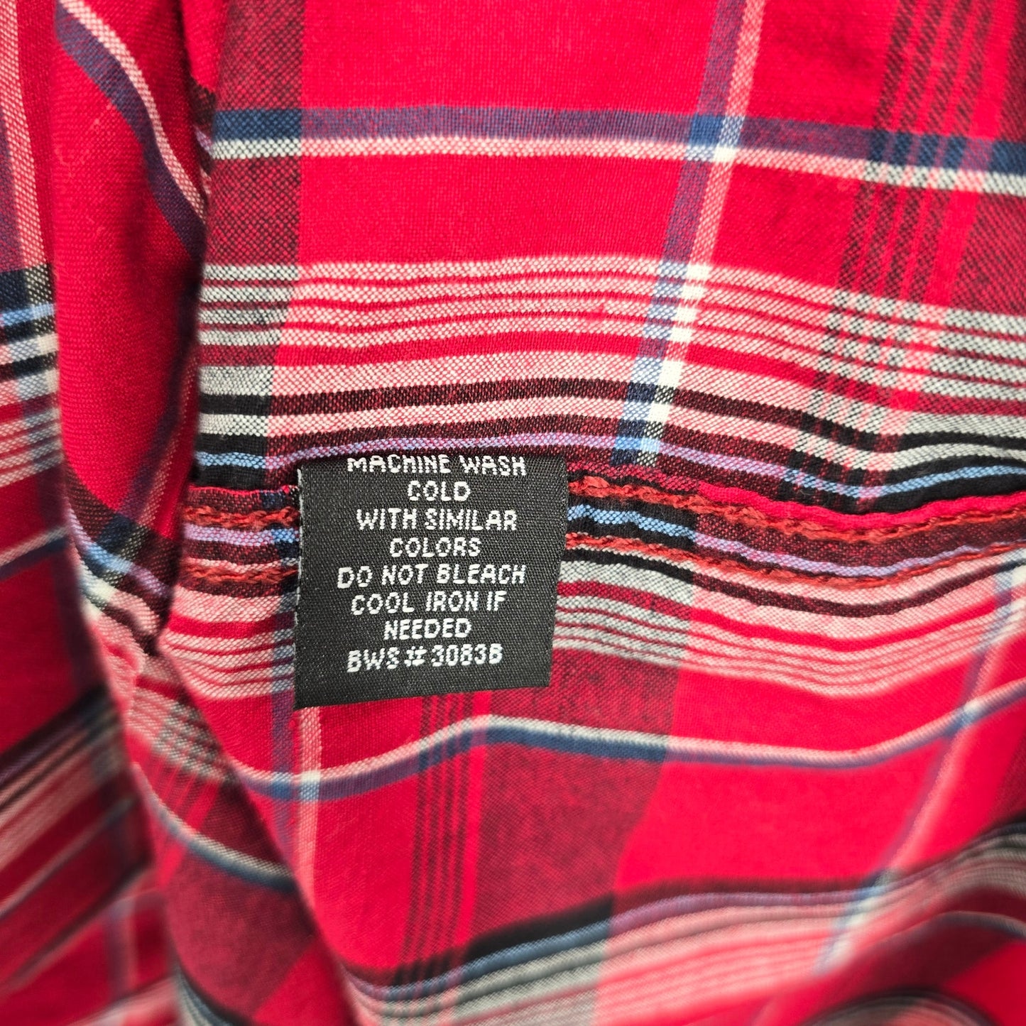 Haggar Red Plaid Mens Button Down Work Casual Long Sleeve Dress Shirt XL