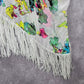 OP White Floral Fringe Boho Beach Swim Cover Up Duster Kimono XL Extra Large