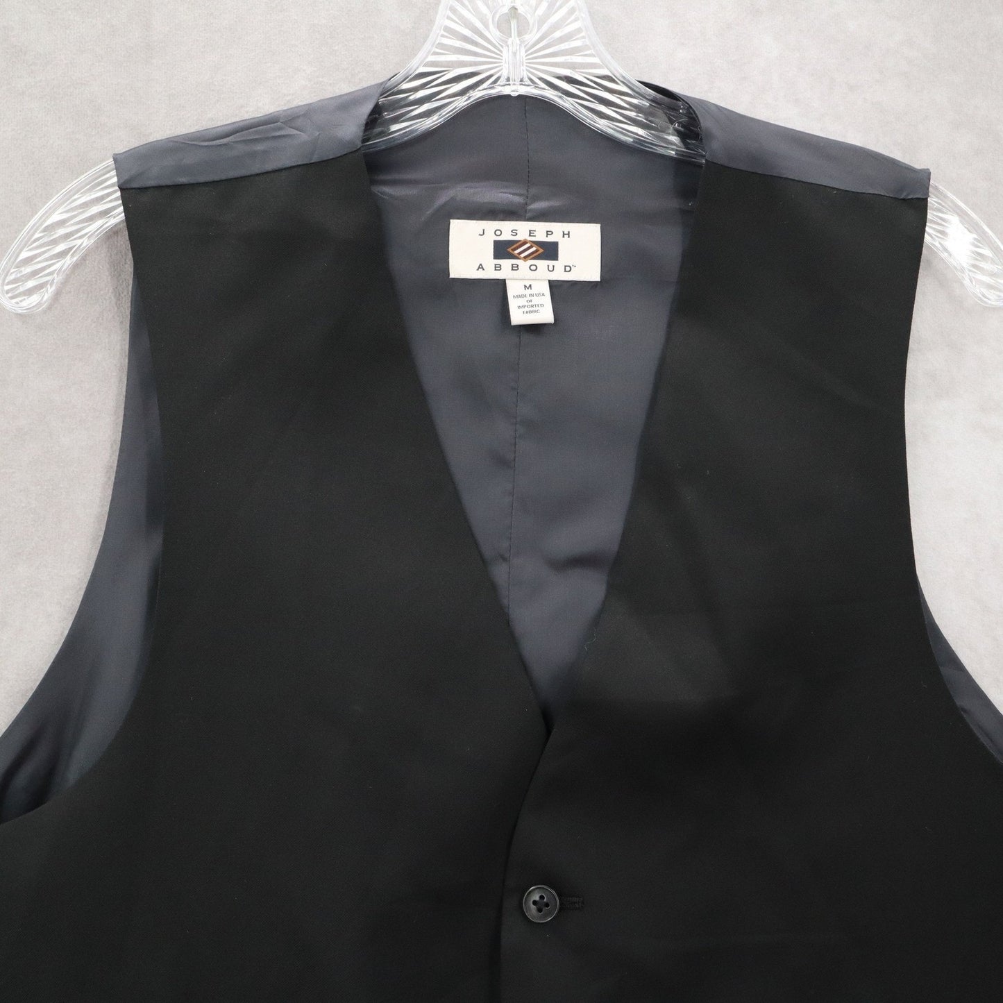 Joseph Abboud Black 5 Button Point Welt Pocket Waistcoat Tuxedo Suit Vest M 42R