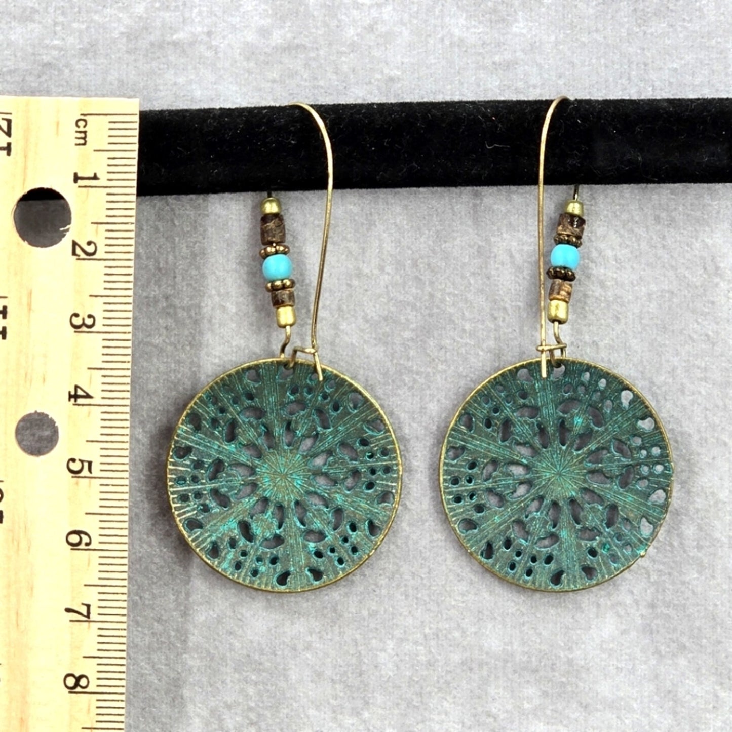 Zara Blue Disc Floral Dangle Bead Hoop Hook Earrings Fashion Jewelry JB2-39