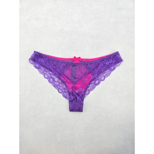 Purple Lace Floral Cute Pink Bow George Panties Large 12