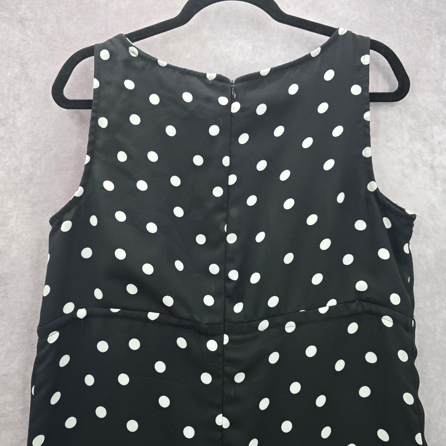 Apostrophe Black White Polka Dot Sleeveless Knee Length Retro Boho Dress 12