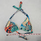 Sun & Sea Green Tropical Padded Tie Swim Sports Bra Beach Bikini Top M Medium