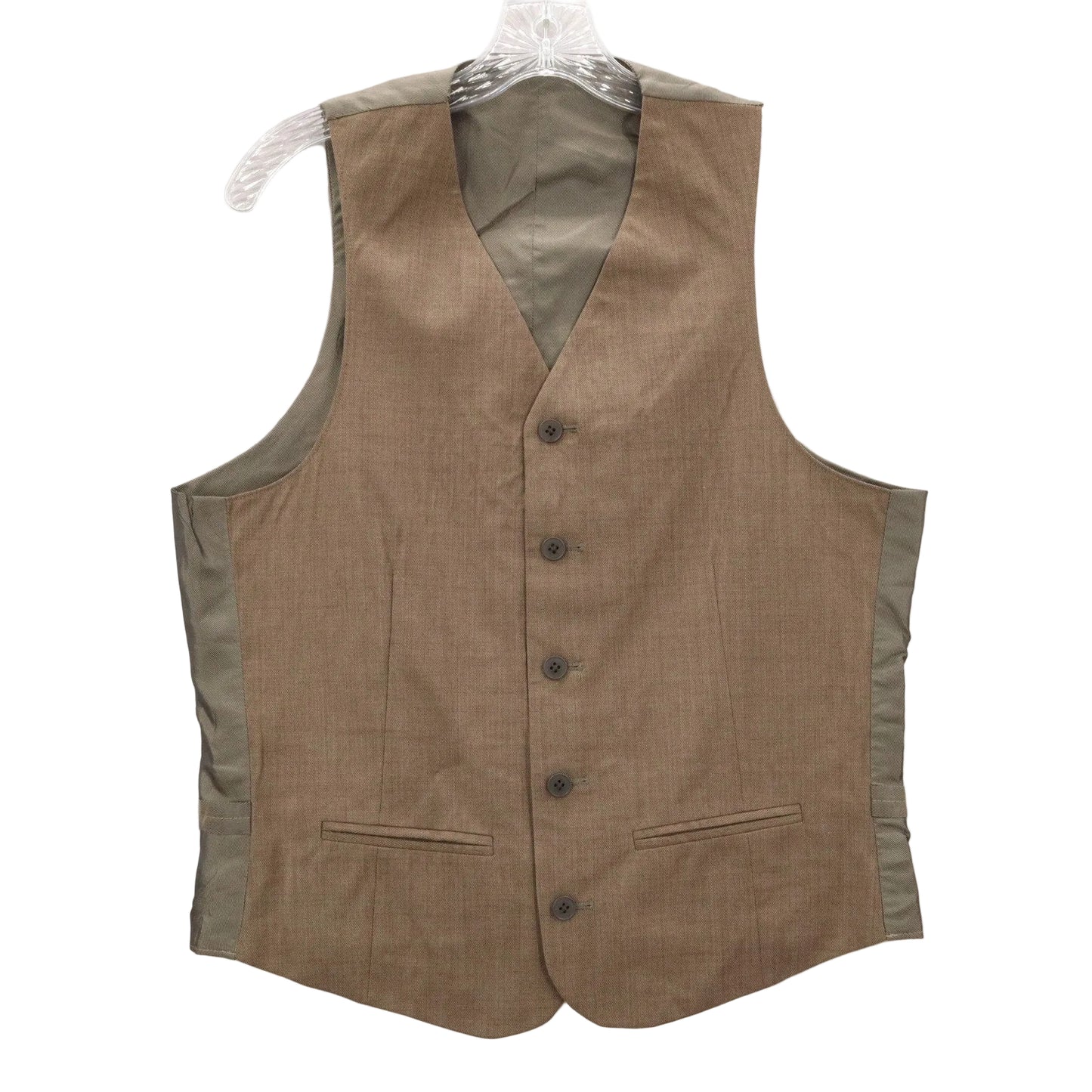 Brown 5 Button Welt Pocket Round Waistcoat Tuxedo Suit Vest Wool Small 37R 30W