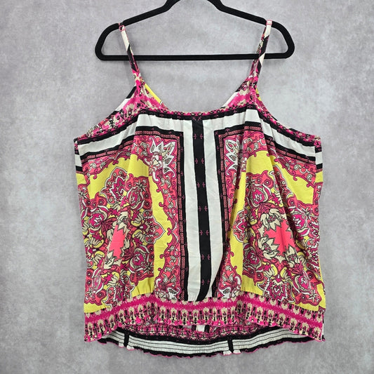 Lane Bryant Pink Floral Ruffle Sleeveless Top Size 26/28 3X