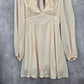 Lush Cream Long Sleeve Flare Ruffle Cutout Tie Cottage Fairy Dress Small