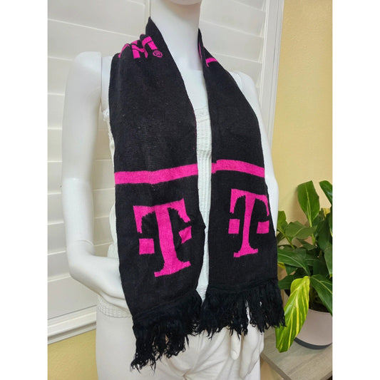 Black TMobile Tuesday Logo Fringe Cozy 90s Scarf OSFM