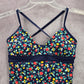 Lands' End Blue Floral Crisscross Tie Padded Swimwear Tankini Tank Top Small 4
