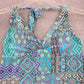Mossimo Blue Multi Print Floral Halter Tie Swimwear Tankini Tank Top Medium M