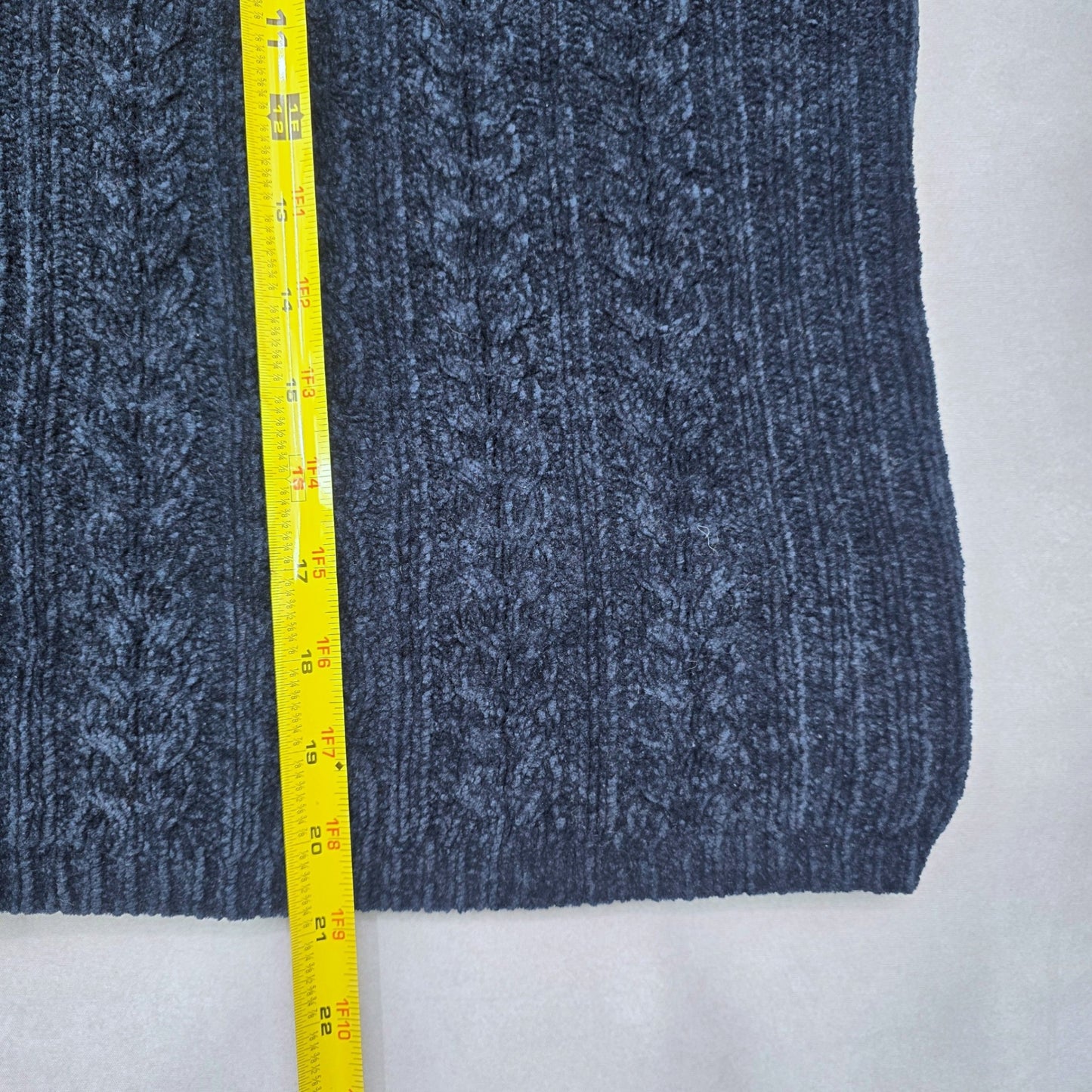 Valerie Stevens Blue Chenille Knit Granny Preppy Cozy Cardigan Sweater Large