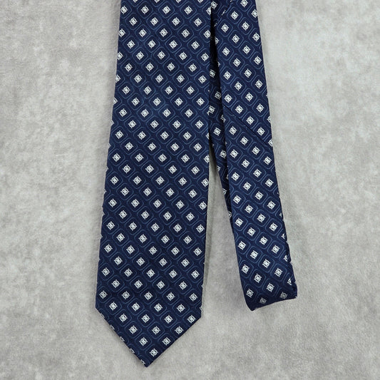Tasso Elba Blue Gray Diamond Geometric Executive Floral Silk Neck Tie Men's