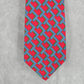 Polo By Ralph Lauren Red Blue Geometric 100% Silk Handmade Men's Neck Tie
