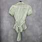 Worthington White Striped Short Sleeve Wrap Top Small
