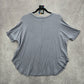 053. Yee Gray Short Sleeve Flare Cutout Casual Top Small